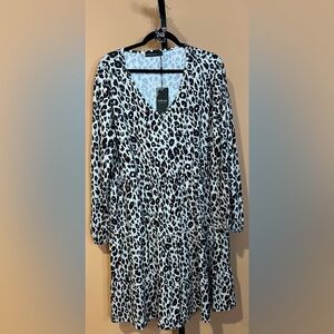 Elegant Long Sleeve Leopard Print Dress
